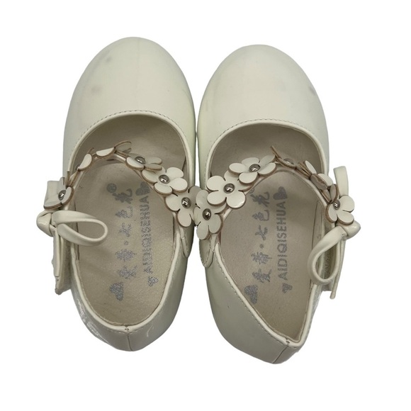 AIDIQISEHUA White Patent Floral Hook & Loop Mary Jane Shoes Size 22 Toddler - Picture 5 of 10